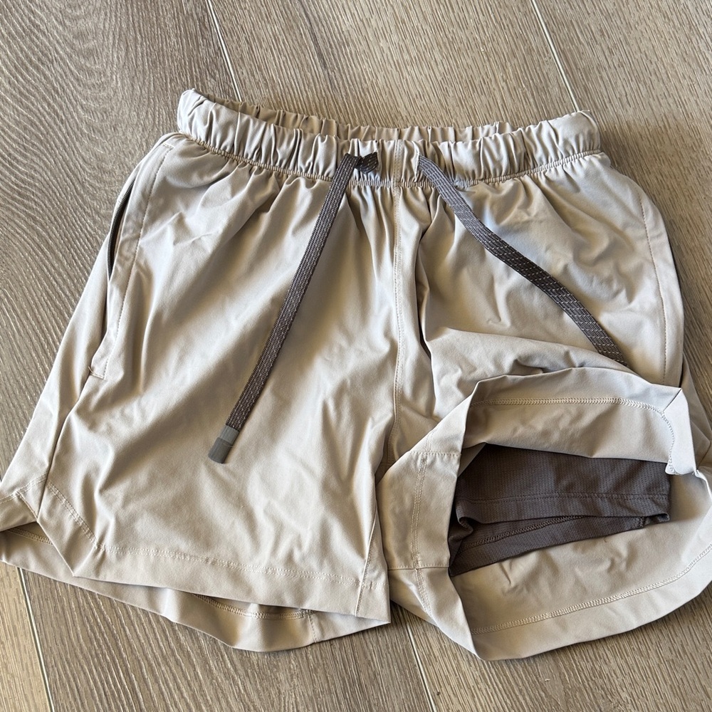 Fabletics Men's Athletic Lined Shorts Trio - Blue, Black, Beige - Picture 9 of 15
